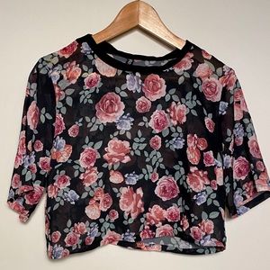 Sheer h&m Floral crop top